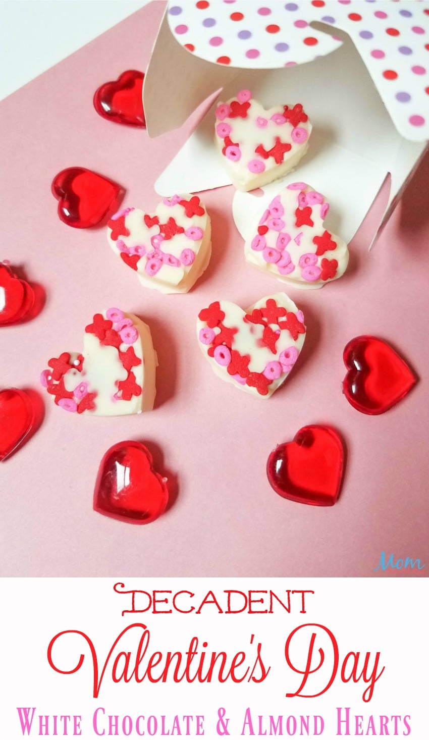 Decadent Valentine's Day White Chocolate Almond Hearts #sweet2019 #sweets #hearts #candy #recipe #valentinesday