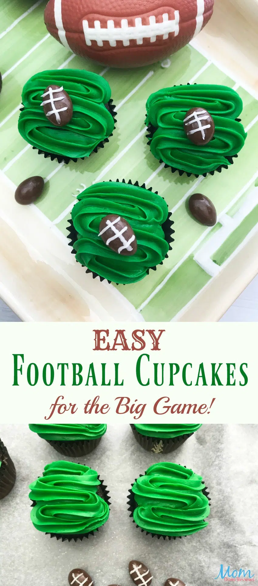 Easy Football Cupcakes for the Big Game #cupcakes #football #sweets #desserts #food #biggame