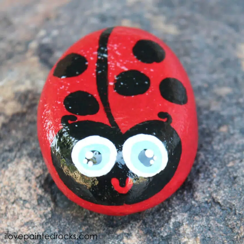 Kawaii Ladybug Painted Rocks