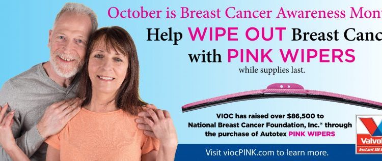 Aide #WipeOutBreastCancer avec les essuie-glaces AutoTex PINK à la vidange d’huile instantanée Valvoline
