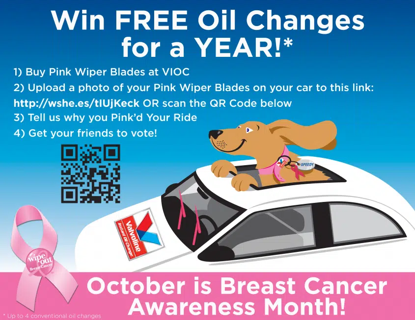 Help #WipeOutBreastCancer with AutoTex PINK Wipers at Valvoline Instant Oil Change