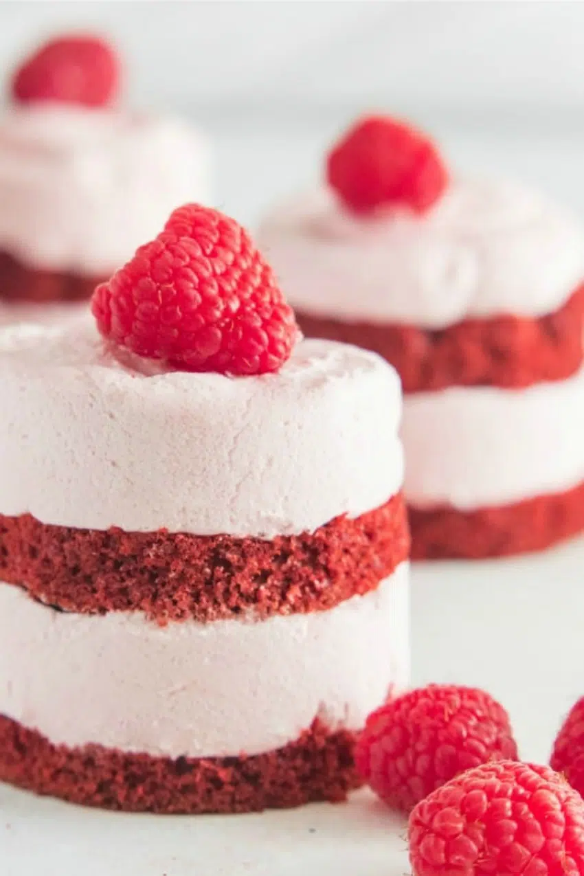 Raspberry Mousse Red Velvet Cake