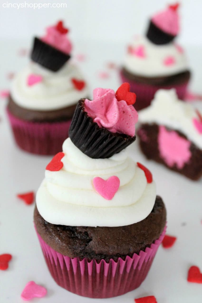 Valentine Raspberry Cream Filled Cupcake with a Cupcake