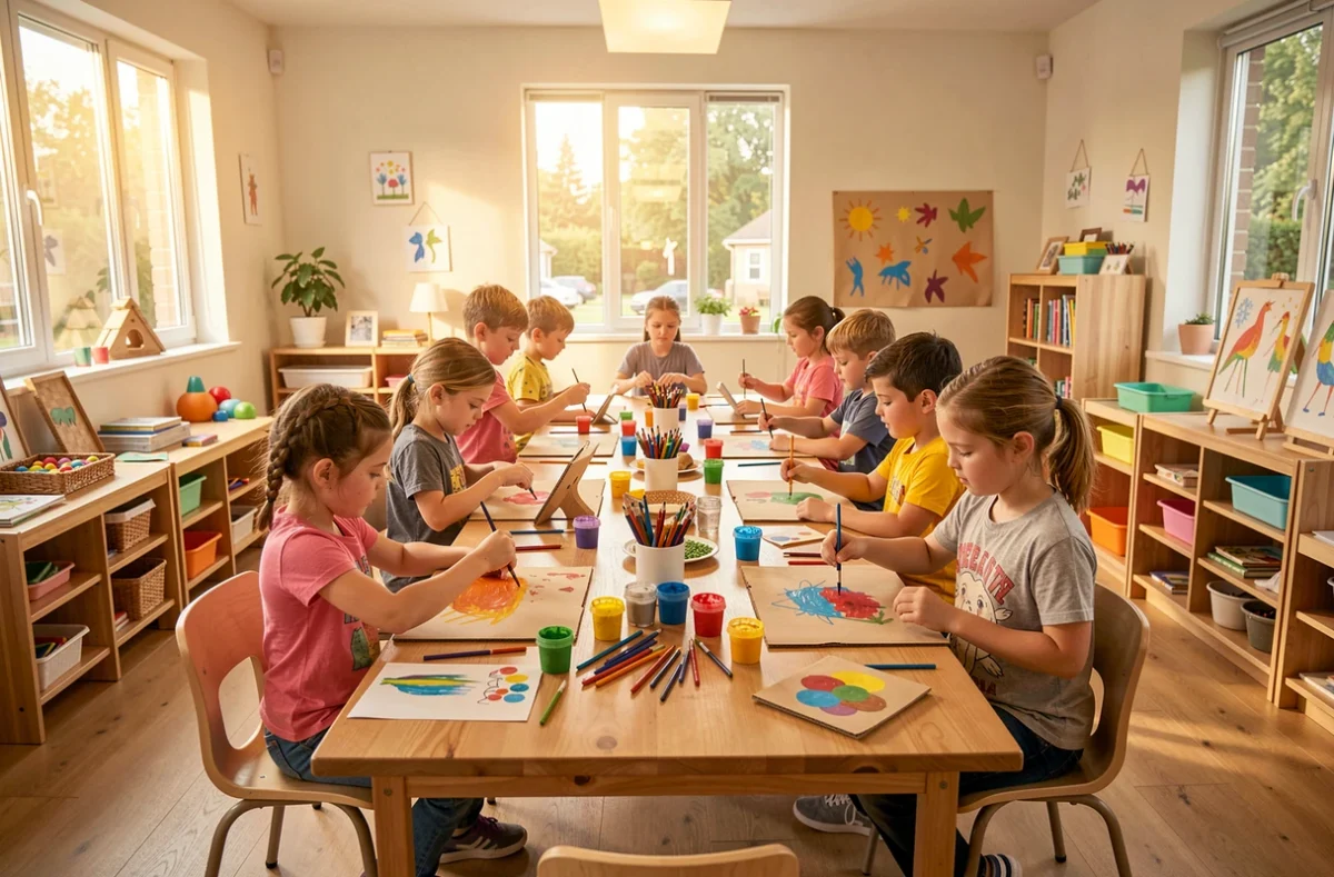 Atelier de bricolage et de peinture pour enfants en groupe