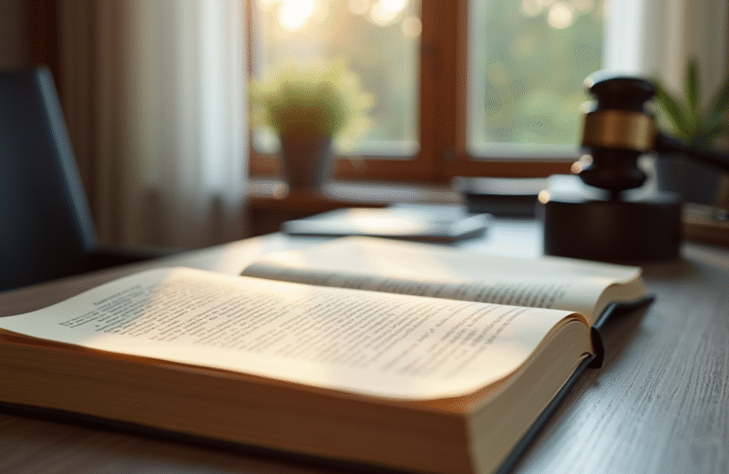 Code juridique français sur un bureau moderne de avocat