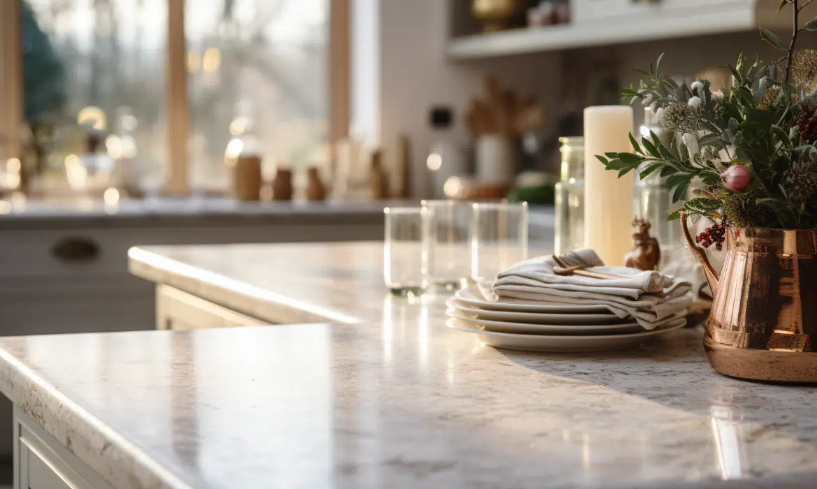 Gardez votre cuisine étincelante avec du granit or propre et brillant #MEGACNoël18