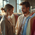 Jeune femme et homme mode dans un magasin lumineux