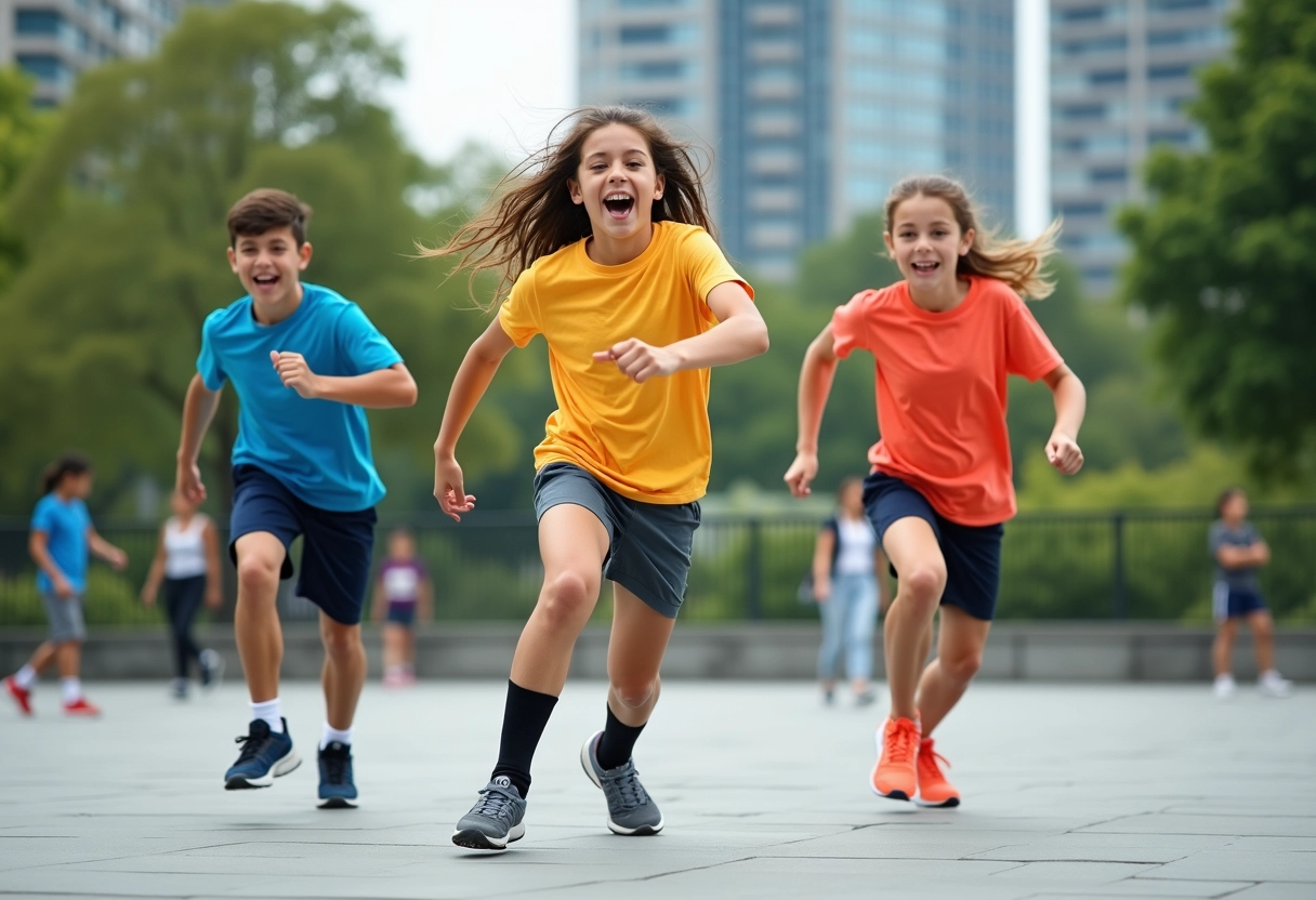 Groupe de jeunes pratiquant une danse en extérieur