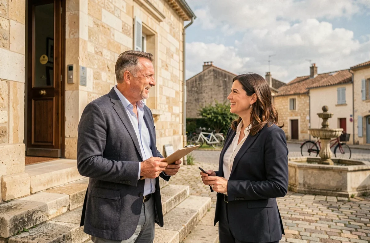 Maire adjoint devant la mairie d'une petite commune rurale française, symbolisant l'impact de la taille de la population sur les indemnités municipales en 2026